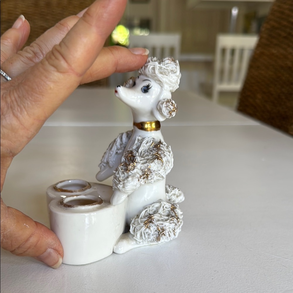 1950’s Vintage spaghetti Poodle porcelain lipstick holder - Picture 13 of 13